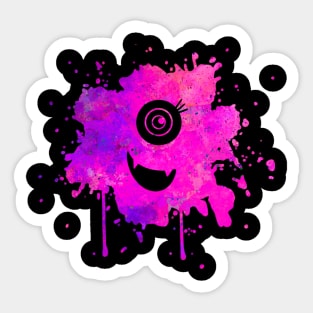 Pink Monster with One Eye Paint Splat Sticker